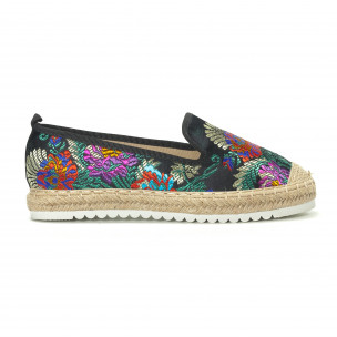 Espadrile de dama negre din jacard - FASHIONMIX.RO Espadrile de dama negre din jacard