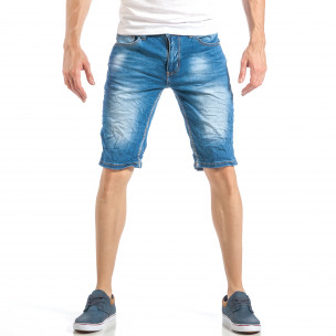 Blugi scurți pentru bărbați în albastru clasic - FASHIONMIX.RO Blugi scurți pentru bărbați în albastru clasic