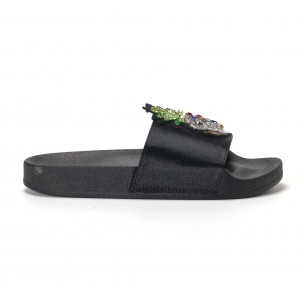 Papuci de dama negri cu ananas - FASHIONMIX.RO Papuci de dama negri cu ananas