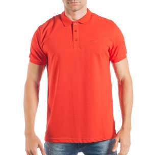 Tricou cu guler roșu basic pentru bărbați - FASHIONMIX.RO Tricou cu guler roșu basic pentru bărbați