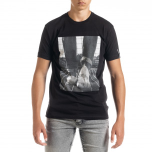 Belongs unlock referee Tricou de bărbați în negru și alb cu imprimeu it150419-57 | Fashionmix.ro
