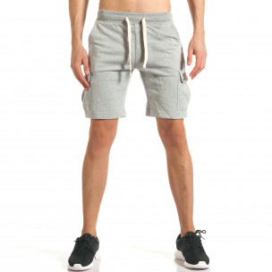 Pantaloni scurți bărbați Bread & Buttons gri - FASHIONMIX.RO Pantaloni scurți bărbați Bread & Buttons gri