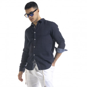 Cămașă cu mânecă lungă bărbați RNT23 albastră - FASHIONMIX.RO Cămașă cu mânecă lungă bărbați RNT23 albastră