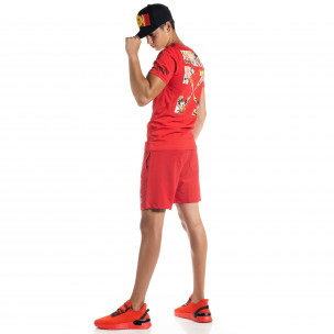 Set sportiv roșu pentru bărbați Naruto - FASHIONMIX.RO Set sportiv roșu pentru bărbați Naruto