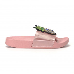 Papuci de dama roz cu ananas - FASHIONMIX.RO Papuci de dama roz cu ananas