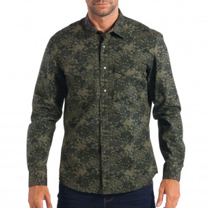 Cămașă RESERVED bărbați în camuflaj verde - FASHIONMIX.RO Cămașă RESERVED bărbați în camuflaj verde