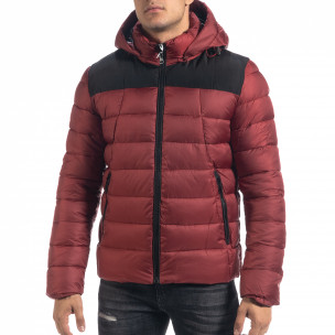 Geacă de puf pentru bărbați bordo - FASHIONMIX.RO Geacă de puf pentru bărbați bordo