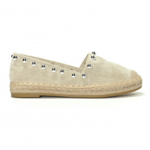 Espadrile de dama bej cu ținte mari - FASHIONMIX.RO Espadrile de dama bej cu ținte mari
