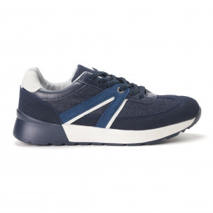 Adidași de bărbați albaștri din materiale pe exterior combinate - FASHIONMIX.RO Adidași de bărbați albaștri din materiale pe exterior combinate