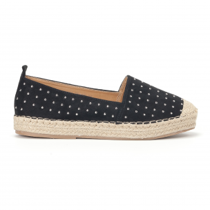 Espadrile de dama negri cu ținte - FASHIONMIX.RO Espadrile de dama negri cu ținte