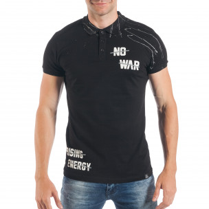 Tricou negru de bărbați Pique cu efect murdar - FASHIONMIX.RO Tricou negru de bărbați Pique cu efect murdar