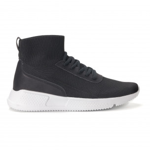 Adidași de bărbați negri tip șoseta din materiale pe exterior combinate - FASHIONMIX.RO Adidași de bărbați negri tip șoseta din materiale pe exterior combinate
