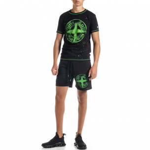 Set sportiv negru pentru bărbați Compass - FASHIONMIX.RO Set sportiv negru pentru bărbați Compass