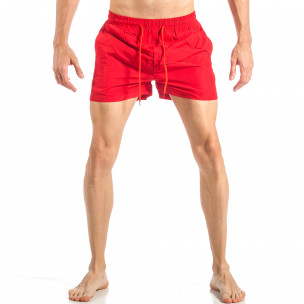 Costum de baie pentru bărbați roșu cu banda în trei culori - FASHIONMIX.RO Costum de baie pentru bărbați roșu cu banda în trei culori
