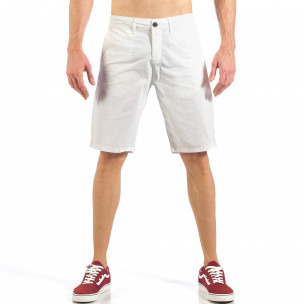 Pantaloni scurți de bărbați albi cu buzunare italiene - FASHIONMIX.RO Pantaloni scurți de bărbați albi cu buzunare italiene