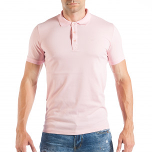 Tricou roz Pique cu guler pentru bărbați - FASHIONMIX.RO Tricou roz Pique cu guler pentru bărbați