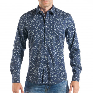 Cămașă de bărbați în albastru închis cu imprimare mică Toys - FASHIONMIX.RO Cămașă de bărbați în albastru închis cu imprimare mică Toys