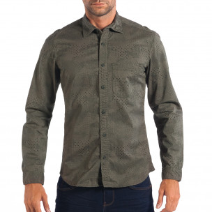 Cămașă de bărbați Regular RESERVED în verde cu desen mic - FASHIONMIX.RO Cămașă de bărbați Regular RESERVED în verde cu desen mic