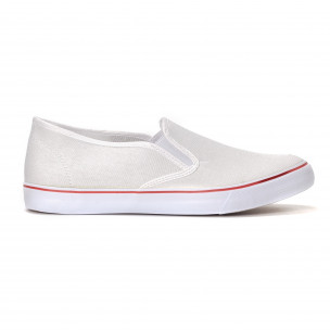 Teniși de bărbați albi slip-on model clasic - FASHIONMIX.RO Teniși de bărbați albi slip-on model clasic