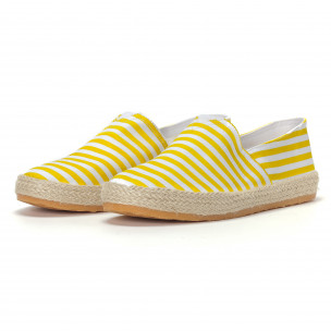 Espadrile de bărbați în galben-alb cu dungi - FASHIONMIX.RO Espadrile de bărbați în galben-alb cu dungi