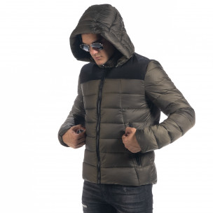 Geacă de puf pentru bărbați verde militar - FASHIONMIX.RO Geacă de puf pentru bărbați verde militar
