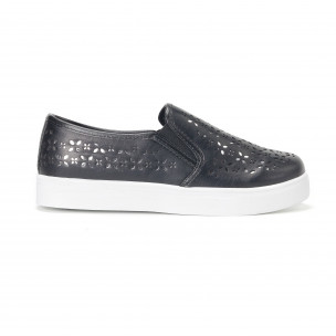 Teniși slip-on de dama negri cu microperforații - FASHIONMIX.RO Teniși slip-on de dama negri cu microperforații