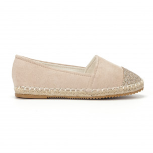 Espadrile de dama bej cu vârf strălucitor - FASHIONMIX.RO Espadrile de dama bej cu vârf strălucitor