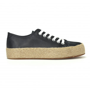 Teniși tip espadrile de dama negri - FASHIONMIX.RO Teniși tip espadrile de dama negri