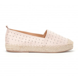 Espadrile de dama bej cu ținte - FASHIONMIX.RO Espadrile de dama bej cu ținte