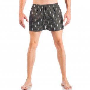 Costum de baie pentru bărbați verde cu fulgere - FASHIONMIX.RO Costum de baie pentru bărbați verde cu fulgere