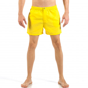 Costum de baie de bărbați galben cu fermoar și nasture - FASHIONMIX.RO Costum de baie de bărbați galben cu fermoar și nasture