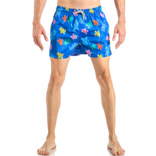 Costum de baie de bărbați albastru cu broaște țestoase colorate - FASHIONMIX.RO Costum de baie de bărbați albastru cu broaște țestoase colorate