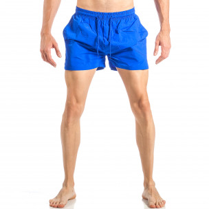 Costum de baie pentru bărbați albastru cu banda în trei culori - FASHIONMIX.RO Costum de baie pentru bărbați albastru cu banda în trei culori