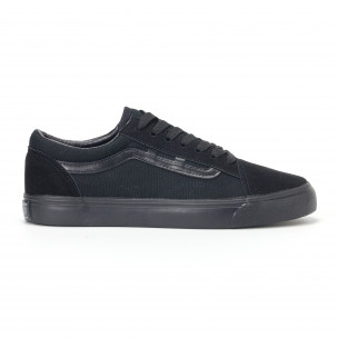 Teniși tip Old Skool de bărbați negri din pânză - FASHIONMIX.RO Teniși tip Old Skool de bărbați negri din pânză