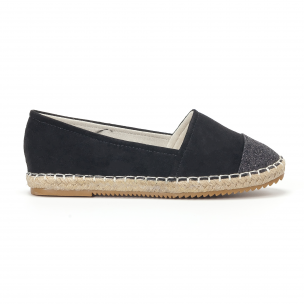 Espadrile de dama negri cu vârf strălucitor - FASHIONMIX.RO Espadrile de dama negri cu vârf strălucitor