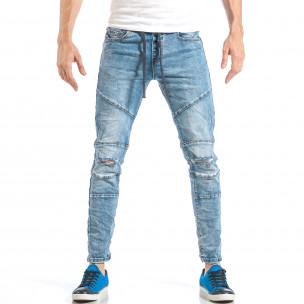 Blugi pentru bărbați albaștri cu elastic - FASHIONMIX.RO Blugi pentru bărbați albaștri cu elastic