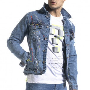 Geacă de primăvară-toamnă bărbați Ossy albastră - FASHIONMIX.RO Geacă de primăvară-toamnă bărbați Ossy albastră