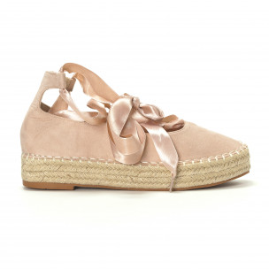 Espadrile tip balerini de dama bej - FASHIONMIX.RO Espadrile tip balerini de dama bej