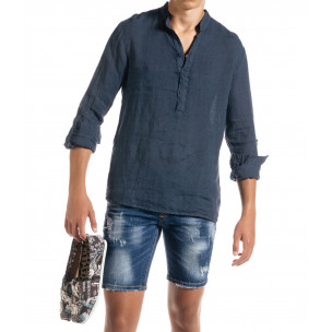 Cămașă cu mânecă lungă bărbați Duca Homme albastră - FASHIONMIX.RO Cămașă cu mânecă lungă bărbați Duca Homme albastră