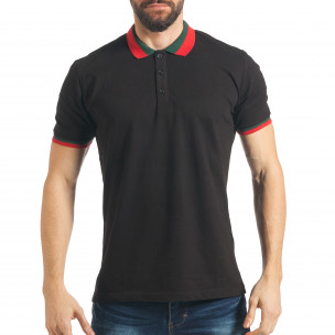 Tricou cu guler bărbați Black Island negru - FASHIONMIX.RO Tricou cu guler bărbați Black Island negru