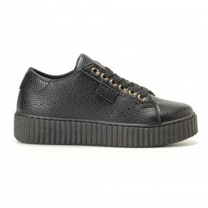 Teniși de dama Ideal Shoes neagră - FASHIONMIX.RO Teniși de dama Ideal Shoes neagră