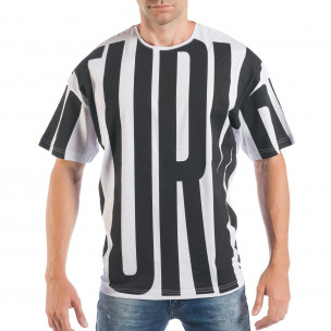 Tricou pentru bărbați în negru și alb - FASHIONMIX.RO Tricou pentru bărbați în negru și alb