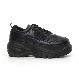 Pantofi sport de dama negri cu platformă - FASHIONMIX.RO Pantofi sport de dama negri cu platformă