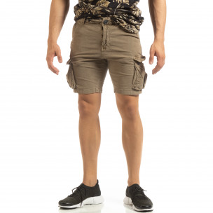 Pantaloni cargo scurți de bărbați Slim fit bej - FASHIONMIX.RO Pantaloni cargo scurți de bărbați Slim fit bej