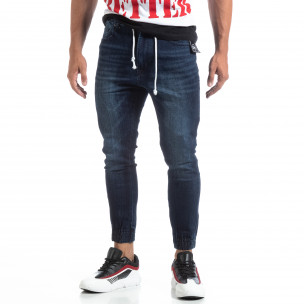 Blugi jogger albaștri de bărbați Loose fit - FASHIONMIX.RO Blugi jogger albaștri de bărbați Loose fit