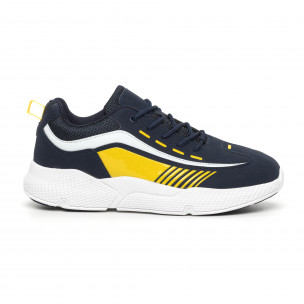 Adidași albaștri de bărbați cu părți lăcuite - FASHIONMIX.RO Adidași albaștri de bărbați cu părți lăcuite