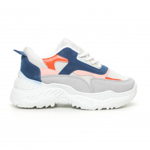 Pantofi sport de dama albi cu detalii colorate - FASHIONMIX.RO Pantofi sport de dama albi cu detalii colorate
