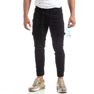 Blugi Cargo Jogger negri pentru bărbați - FASHIONMIX.RO Blugi Cargo Jogger negri pentru bărbați