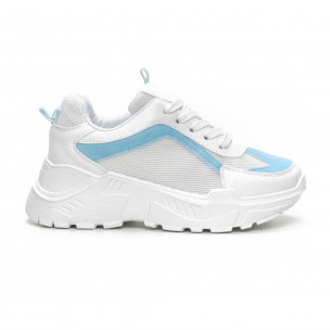 Pantofi sport de dama Chunky în alb și albastru - FASHIONMIX.RO Pantofi sport de dama Chunky în alb și albastru