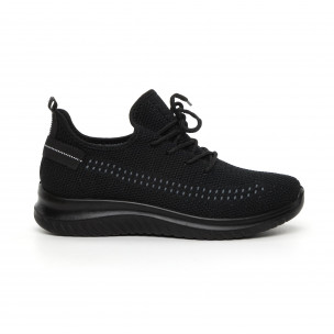 Adidași de bărbați din țesătură tehnică neagră cu decor - FASHIONMIX.RO Adidași de bărbați din țesătură tehnică neagră cu decor
